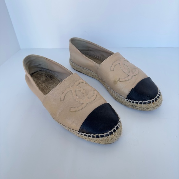 CHANEL Beige/Black Espadrilles, IT 40. As-Is Condition. - Picture 1 of 15